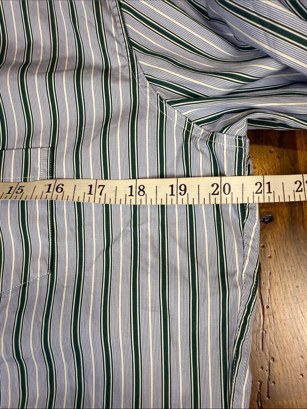 🔥Frank & Eileen Gorgeous Blue & Green Pinstriped Button Down Barry Shirt/ Size L - Picture 7 of 8